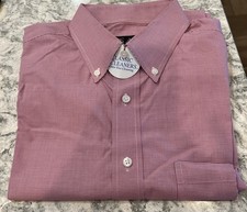 Jos. A. Bank Traveler's Collection Tailored Fit Dress Shirt Burgundy Check Sz L