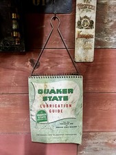 Quaker State Oil Vintage 1953 Lubrication Guide Rare Service Station On Holder