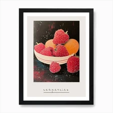 Abstract Rasperries Art Deco Poster Framed Wall Art Poster Canvas Print Picture