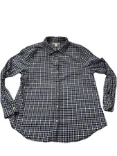 Amazon Essentials Flannel Shirt Size XL Blue Plaid Long Sleeve WOMANS