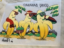 VINTAGE GOING BANANAS SURFERS IRON ON TRANSFER FLORIDA 1980S 12x9”