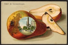 TURKEY Constantinople/ Istanbul Postcard 1910s Embossed Mosque Pear Border