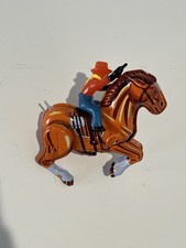 Wind-Up Cowboy on Horse Tin Lithograph Vintage Toy MTU Korea Broken
