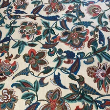 Vintage Richloom Jacobean Floral Home Decor Fabric 90s Cotton Paisley 1 yard BTY