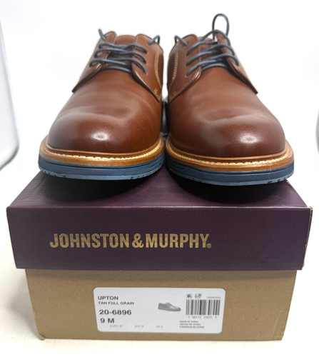 Johnston & Murphy Upton Plain Toe Lace Up Dress Shoe, Tan Full Grain, 9 M US