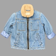 Zara Jean Jacket Kids 4 Blue Sherpa Lined Full Zip Denim Homesick For Yesterday