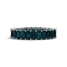 Emerald Cut London Blue Topaz 6 7/8ctw Eternity Band Stackable 14K Gold JP261630