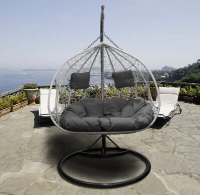 TRENDYSHOP365 Hängesessel mit Gestell XXL Hängeliege Hängestuhl mit Polster Kissen Schutzhülle