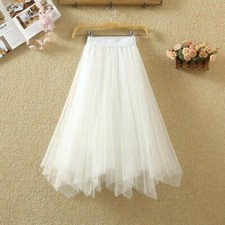 Femme Maille Jupe Tulle Bal Princesse Plissé Asymétrique Stratifié Tutu Midi