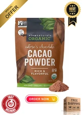 Organic Unsweetened Cacao Powder with Rich Dark Chocolate Flavor NEW