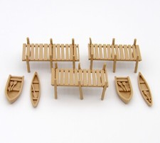 3 - Dock Sections Boats and HO Scale Canoes - 3D Railroad Train Layout Scenery