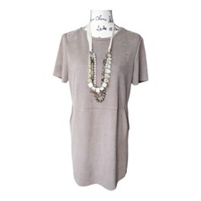 Zara Women's Dress Medium Tan Short Sleeve Soft Mini Fall Casual Pullover