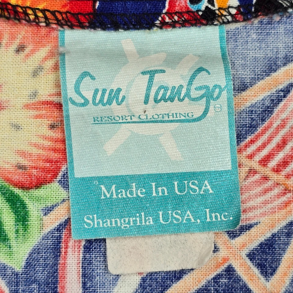 Sun TanGo Hawaiian Shirt Mens Medium Party Cocktail Wild Print Tropical Vintage - Image 4 of 4