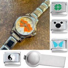 Mom Son Italian Charm Watch with Bracelet Plus Tool Stainless Steel Links