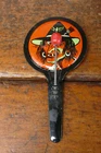Vintage 1940s Halloween Noisemaker Witch Bats TC USA Tin Metal Double Wood Clack