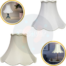 Single Scallop Faux Silk Fabric Easy Fit Lampshade For Table & Floor Lamps
