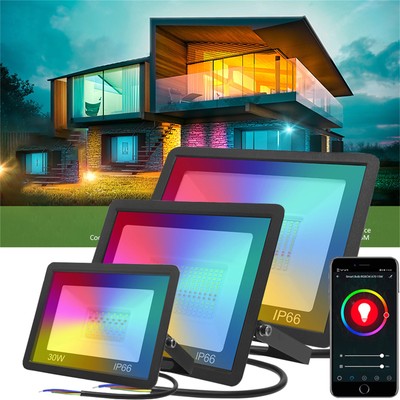 WiFi LED Fluter Außen Strahler Tuya Smart RGBW CCT Scheinwerfer Flutlicht IP66 #