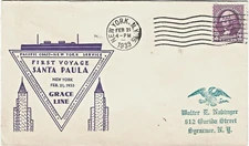 1933 Grace Line, First Voyage Santa Paula, Posted New York