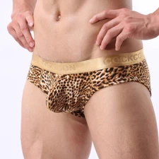 Zonbailon men's briefs big U convex Sexy leopard low-waist hip-lifting Briefs
