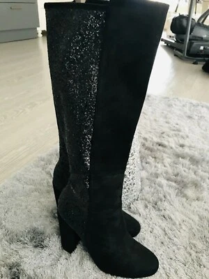 Großartig Stiefel divine Frauen Schwarz Intarsien Von Pailletten A L Hinten P 36 - Bild 1 von 4
