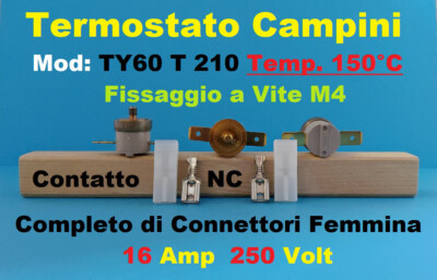 Termostato A Scatto Fisso 155°C Normalmente Chiuso (NC) Con Faston Verticali - Foto 5