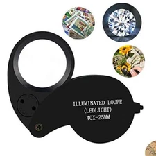  40X Magnification Loupe Jewelry Magnifier Folding Glass Lens + Full Metal 