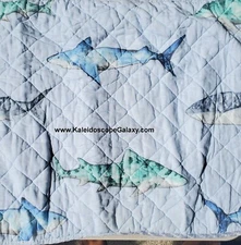 Shark Quilt Set Sham Pillow Sheets 6pc Twin or 8pc Full Quilt Set Sharks Jaws