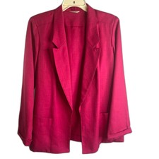 Vintage Jacobson's Linen Blend Open Front Lightweight Blazer Size 36/lg