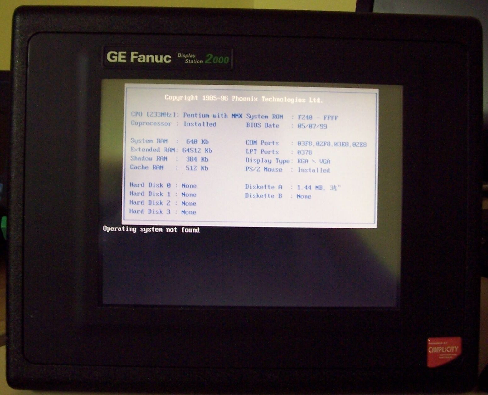 GE Fanuc Display Station 2000. IC752WTE000D (our ref 1133)