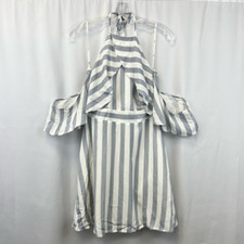 Lulus The Wind Is Right A Line Dress Women's S Blue White Stripe Mini Coastal