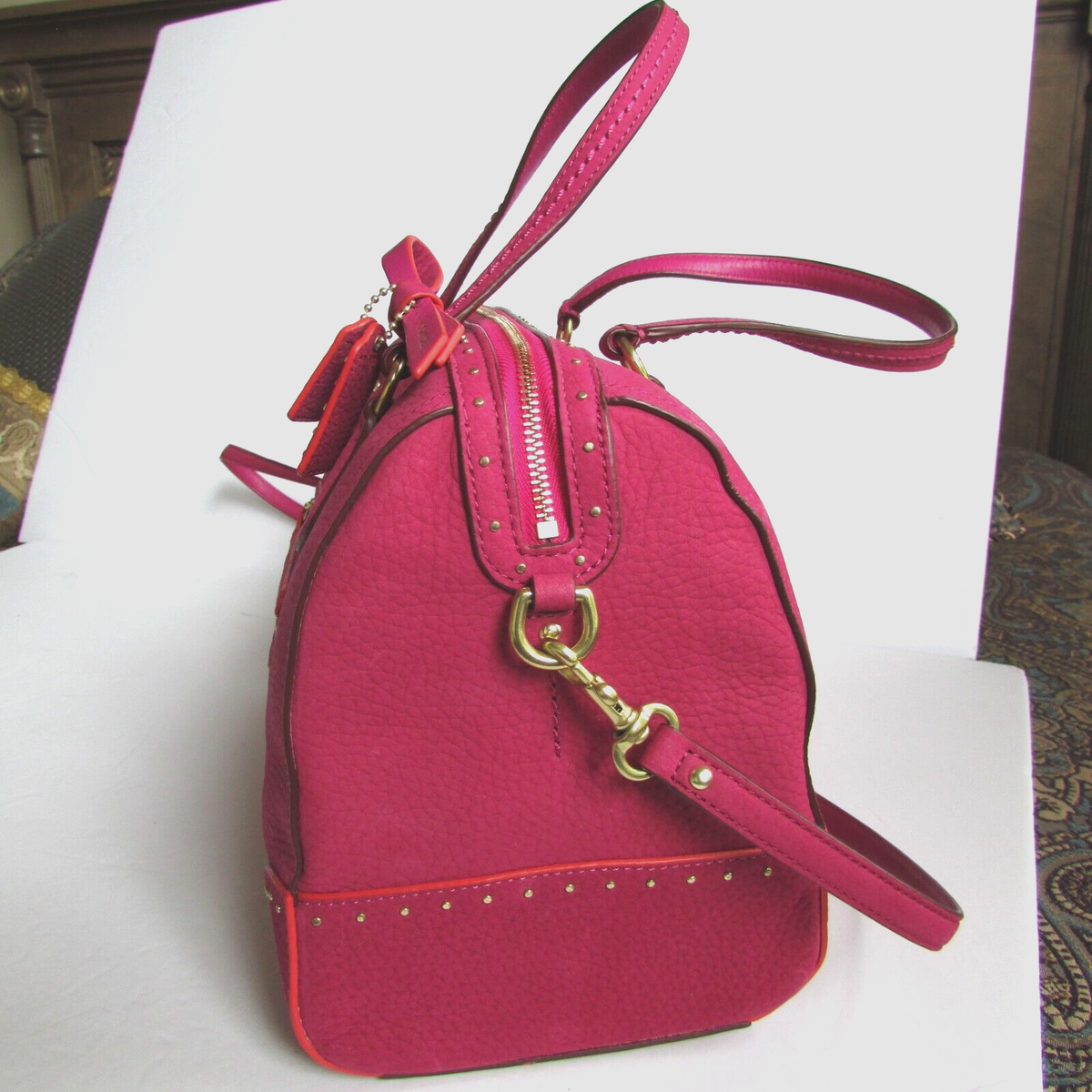 COACH POPPY STUD LEATHER EAST/WEST SATCHEL XBODY SHOULDER COACH POPPY STUD LEATHER EAST/WEST SATCHEL XBODY SHOULDER