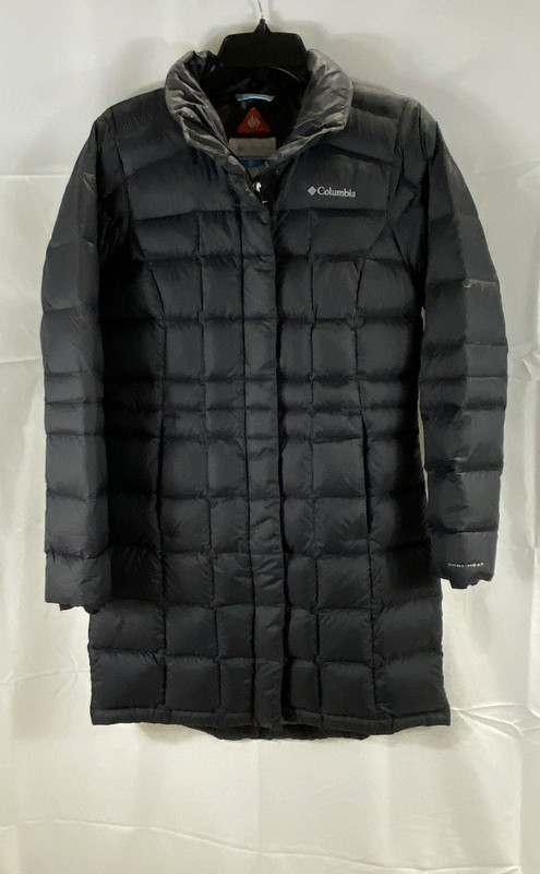 Columbia Women's Omni-Heat Down Puffer Coat Black Hooded Long Size S