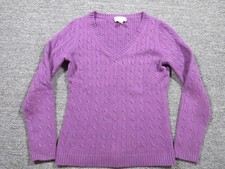 Ann Taylor LOFT Sweater Womens Small Purple Cable Knit V Neck Long Sleeve