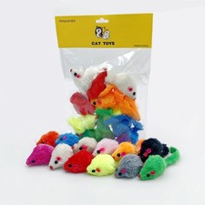 12 PCS Cat Mouse Toys Faux Fur Mice Plastic Body Interactive Catnip Indoor