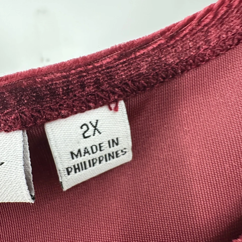 Susan Graver Womens Velvet Tank Top 2X Burgundy Luxe Holiday Old Money Evening - Image 4 of 4