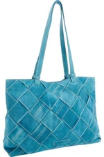 American Leather Co. Mercer Suede Woven Tote Deep Turquoise