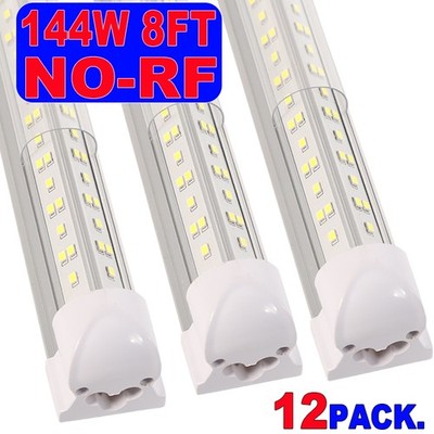 12 Pack T8 8FT Led Tube Light Bulbs 144W 8Foot Linkable Led Shop Lights NO-RF