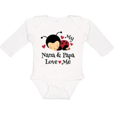 Inktastic Nana And Papa Love Me Baby Outfit Long Sleeve Creeper Grandkids Bugs