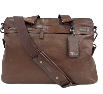 Sac d'affaires TUMI 2-Way Briefcase en cuir marron pour hommes 68101CH - Photo 1/4