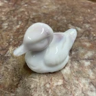 Fenton Art Glass Miniature Duck Figurine White & Amethyst Purple Slag