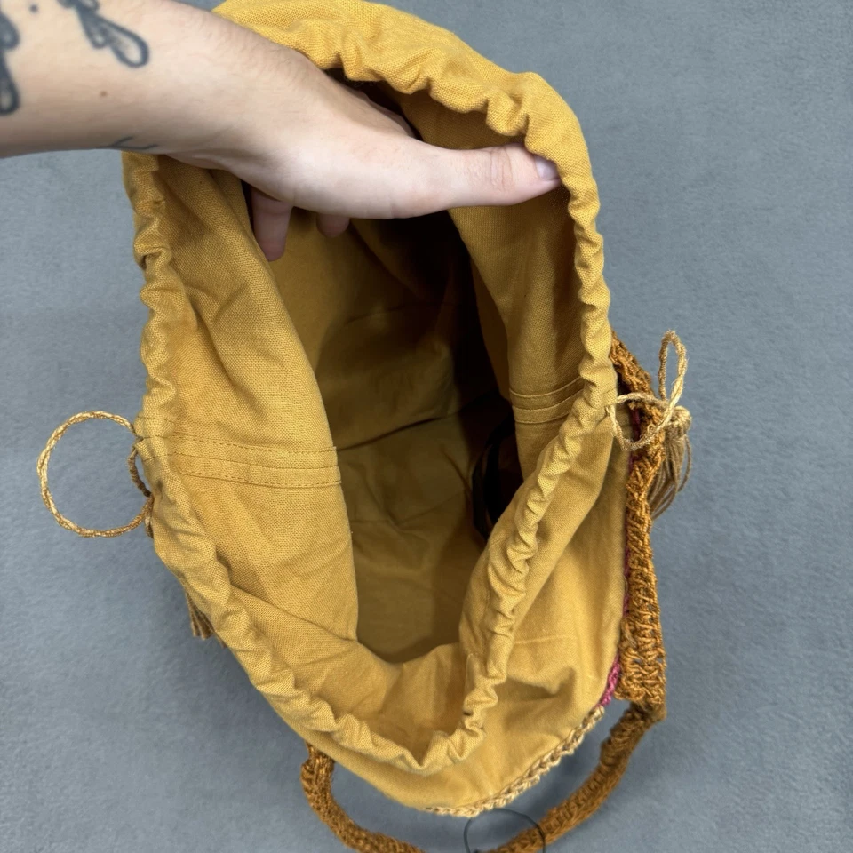 Bolso de Mano Zara Tostado Amarillo Rosa Púrpura Tejido Yute Cesta Estilo Mango Boho Playa Foto 4 de 4