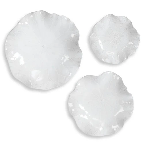 UTTERMOST 4234 ABELLA FRESH WHITE GLAZED CERAMIC FLOWERS WALL DECOR SET OF 3 - Picture 1 of 6