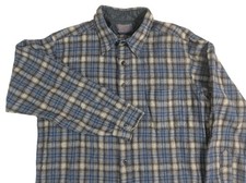 VTG Pendleton Plaid Wool Flannel Shirt XL Blue Beige Western Wear Made In USA