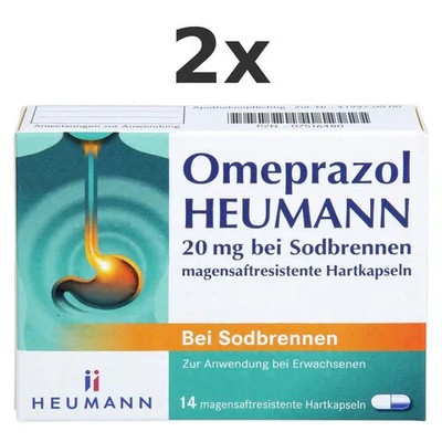2x Omeprazol Heumann 20 mg Bei Sodbrennen Set 14 St - PZN 7516480