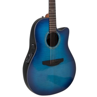 Ovation CS24P Celebrity Standard Plus A/E Guitar, Flamed Maple Top, Blue