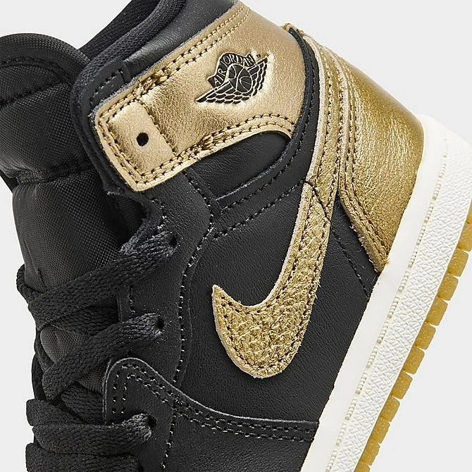 Jordan 1 Retro Alto OG (TD) - Negro/Dorado Metálico - Vela (Talla 10c) Foto 3 de 4