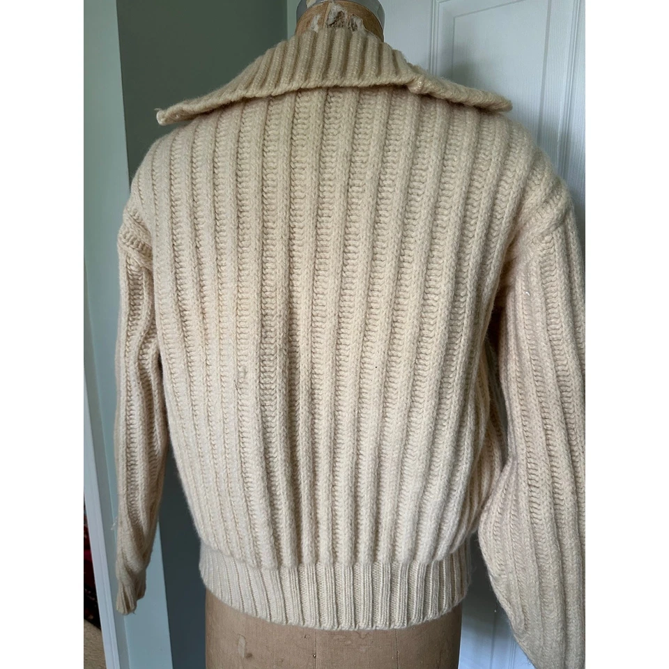 Suéter Vintage Jantzen Tejido Pesado Crema Acanalado Pescador Talla S/L Hecho en EE. UU. Foto 2 de 4