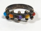 Old Pawn Jewelry Vtg S Silver Navajo Multi-stone Colorful Ring size 5.75