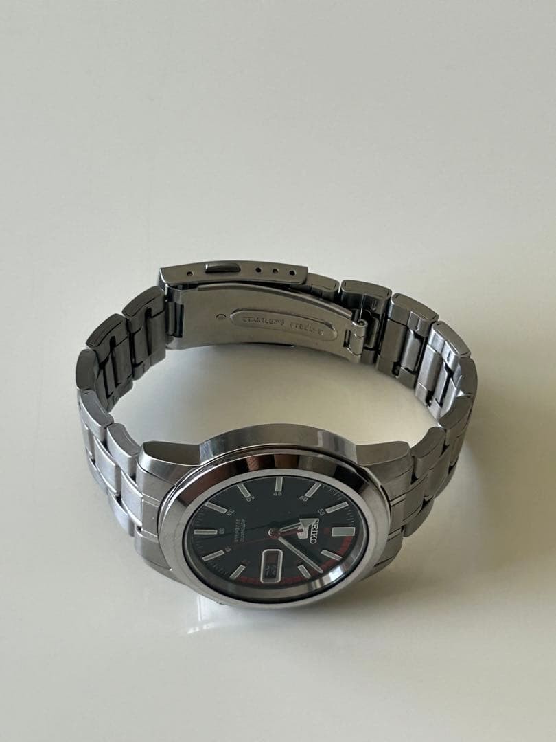 SEIKO 5 7S26-02W0 Watch Black Dial Day Date 21 Jewels Men's