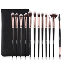 Eye Makeup Brushes, 12 PCS Professional Eye Shadow, Concealer, Eyebrow, Foundati